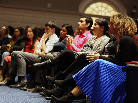 Audience listening to a Double Take speaker