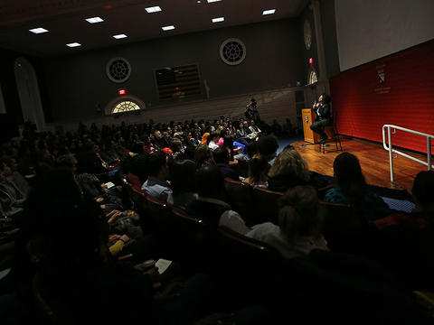 Stage and audience at Double Take event